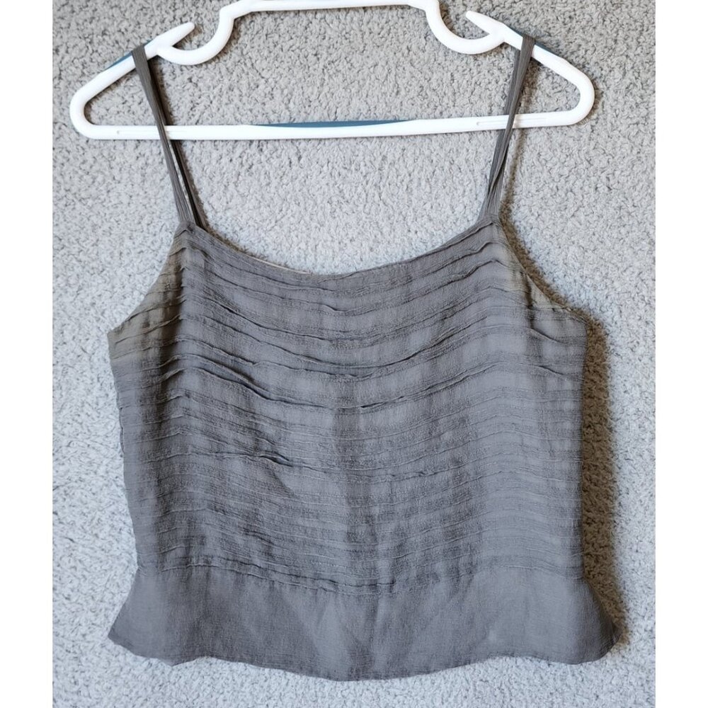Vtg Carlisle Womens Cropped Sleeveless Tank Blouse 100% Silk Gray Fairy Whimsy 4